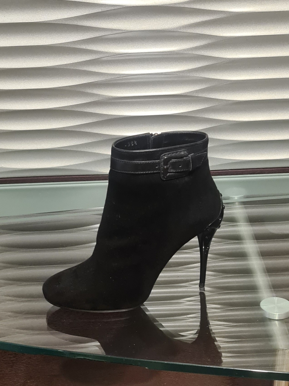 TOD's Black Suede Ankle Boot with Buckle